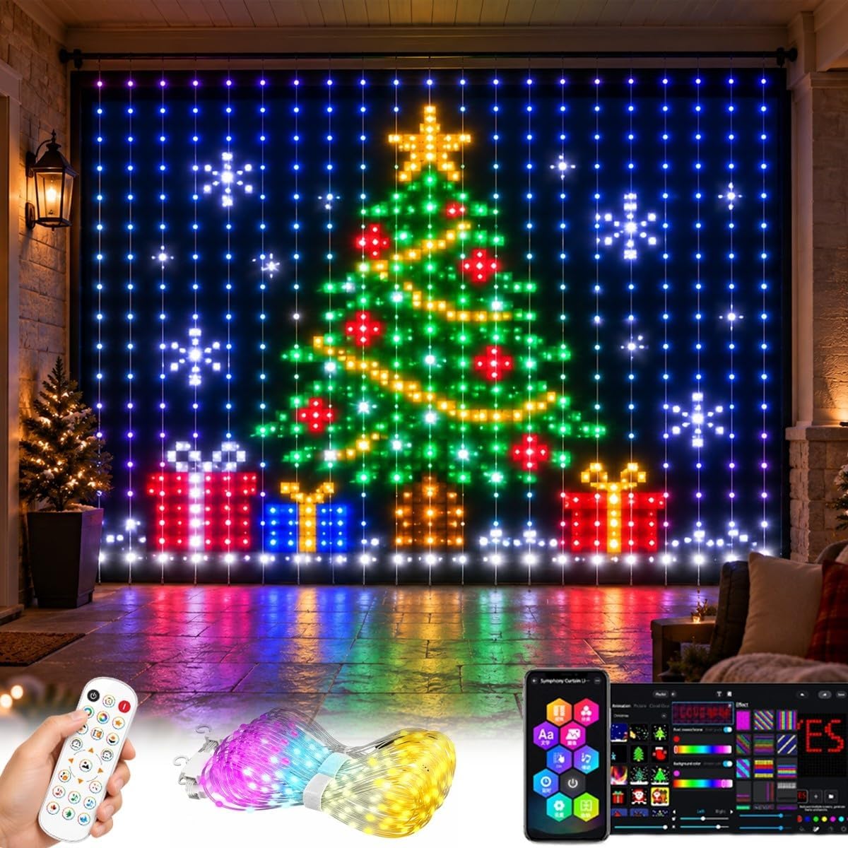 Home Decor Free App - RGB Christmas Curtain Lights, DIY Pixel