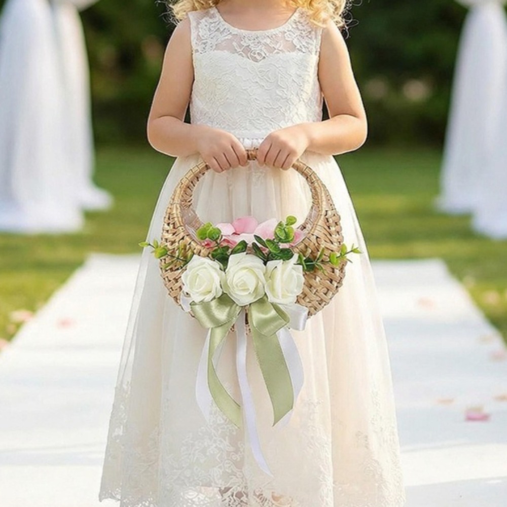 Rattan Flower Girl Basket with - Rattan Plant Basket ulasan dan harga