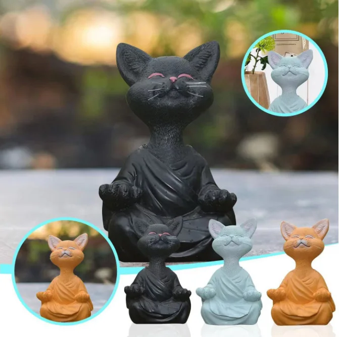 Meditation Cat Sculpture Garde - Home Decor Za ulasan dan harga