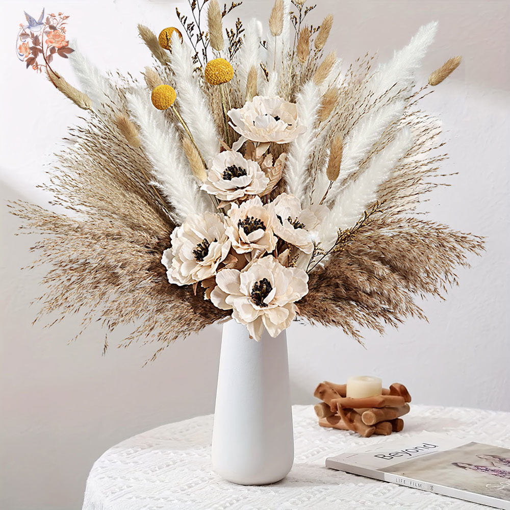 55Pcs Artificial Flower Bouque - Pampas Grass Decor ulasan dan harga