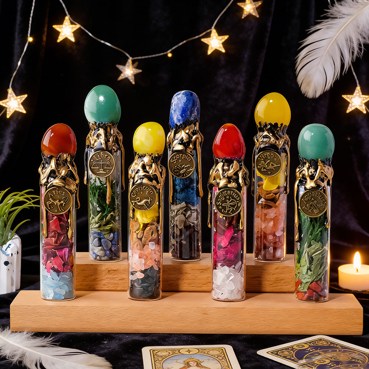 1PC Natural Crystal Zodiac Wis - Home Decor Y2K ulasan dan harga